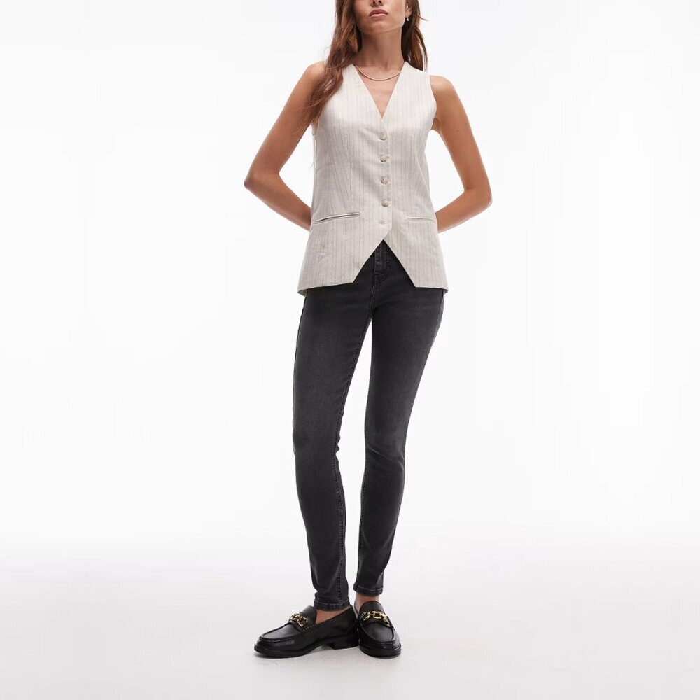 2/$30 Topsho Moto Jamie Jeans High Rise Skinny Washed Black W28 #9383